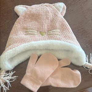 Capelli of New York Pink Cat Ear Hat with Mittens